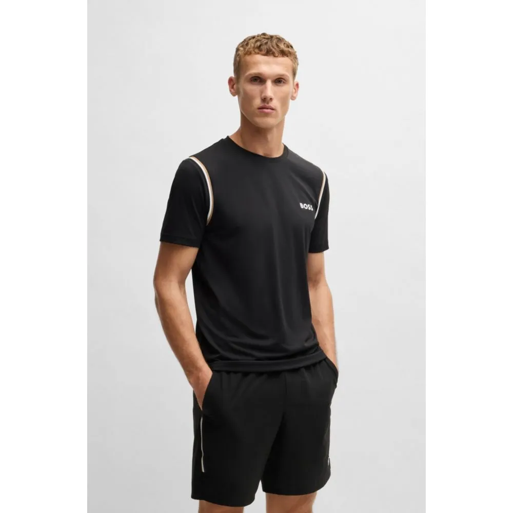 Active waffle-structure T-shirt with signature stripes
