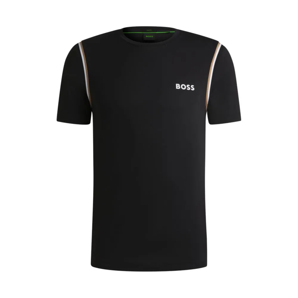 Active waffle-structure T-shirt with signature stripes