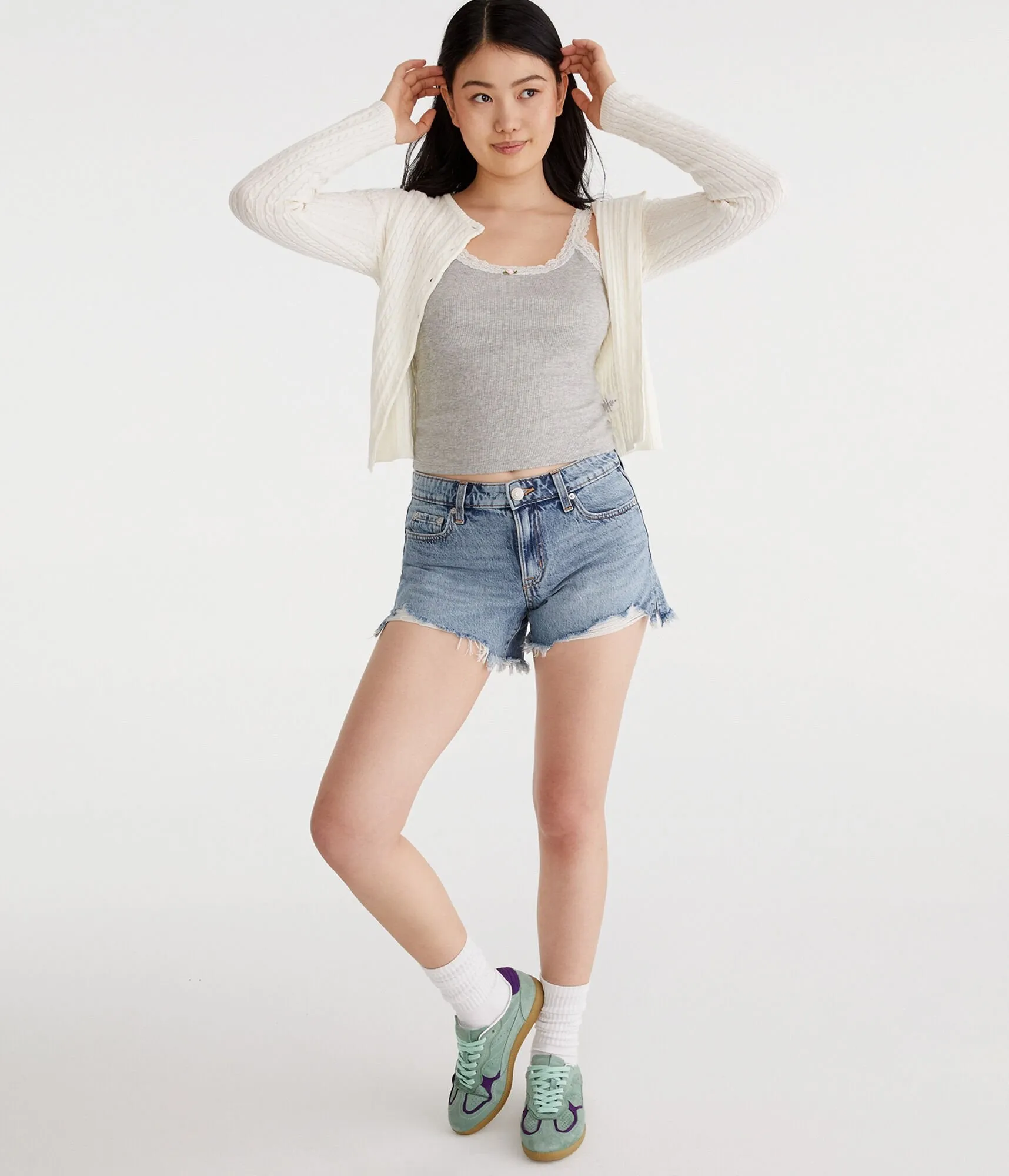 Aeropostale Low-Rise Baggy Denim Shorts