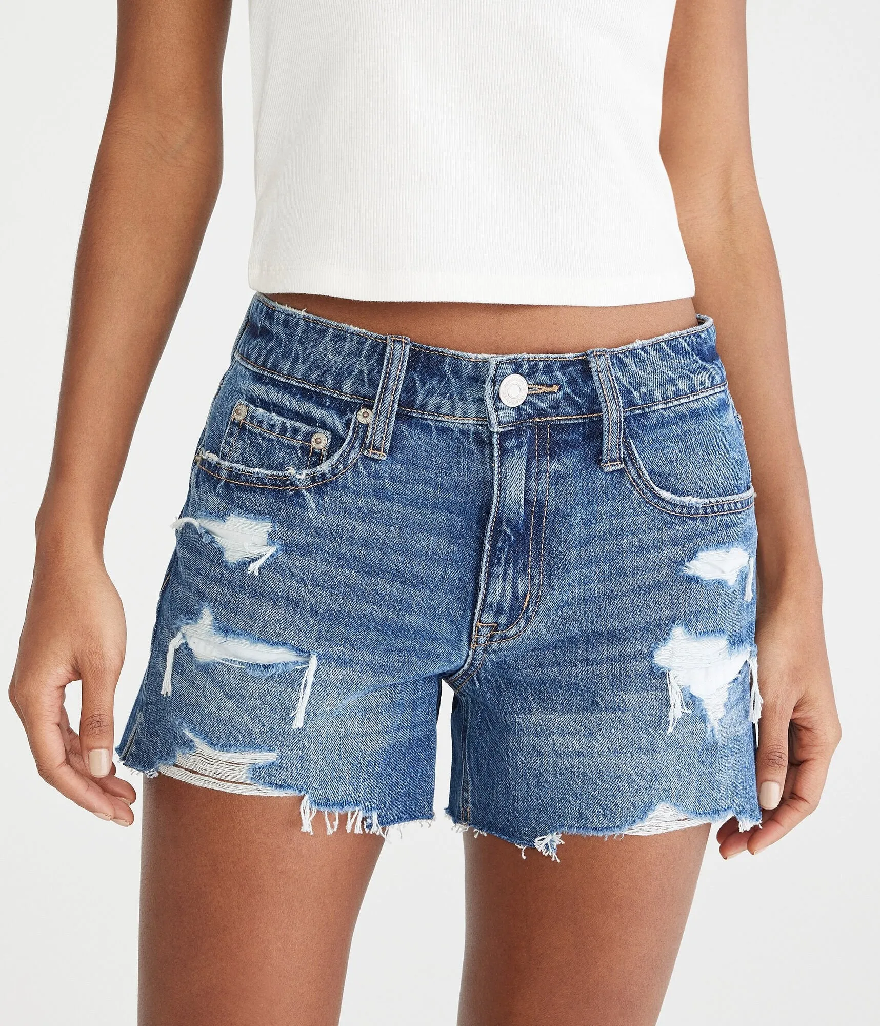 Aeropostale Low-Rise Baggy Denim Shorts