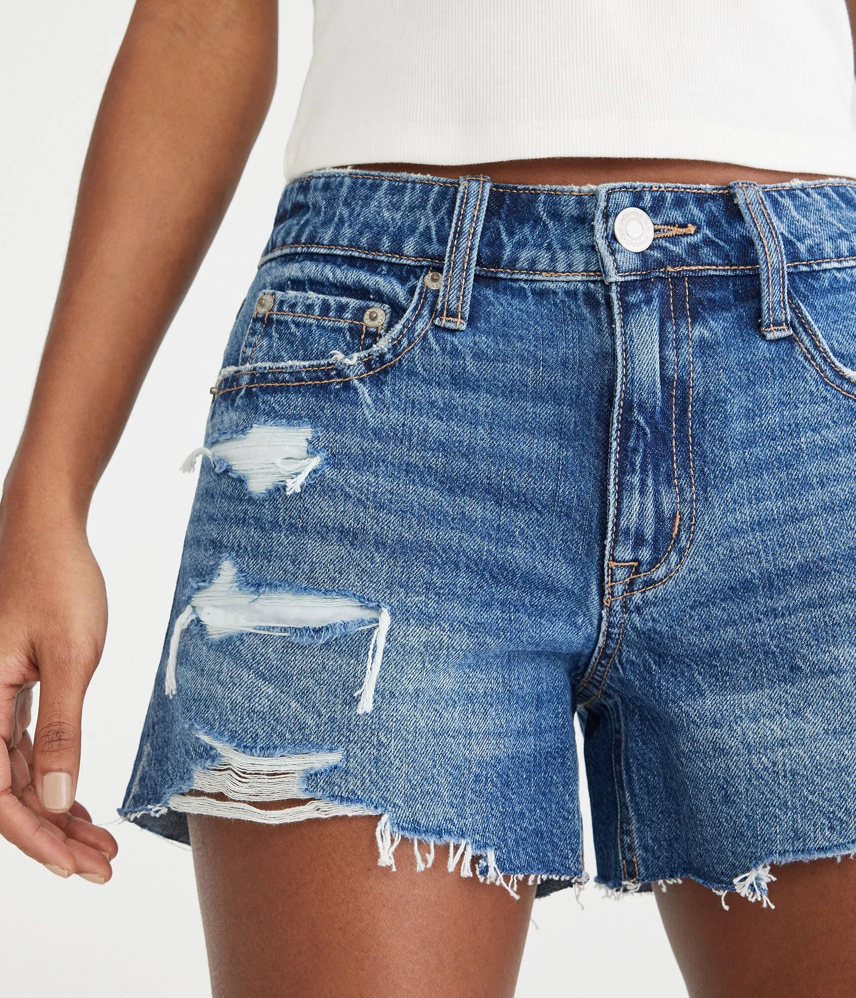 Aeropostale Low-Rise Baggy Denim Shorts