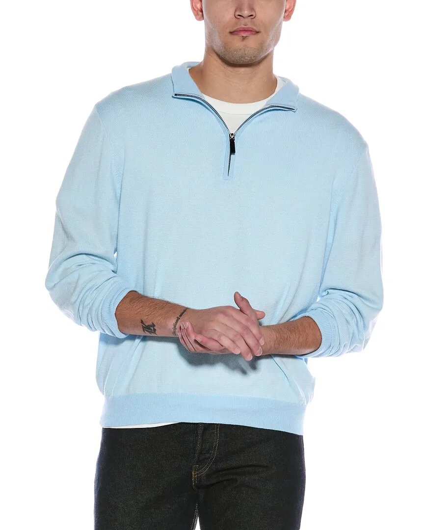 Alashan Birdseye Cashmere-Blend 1/4-Zip Mock Sweater