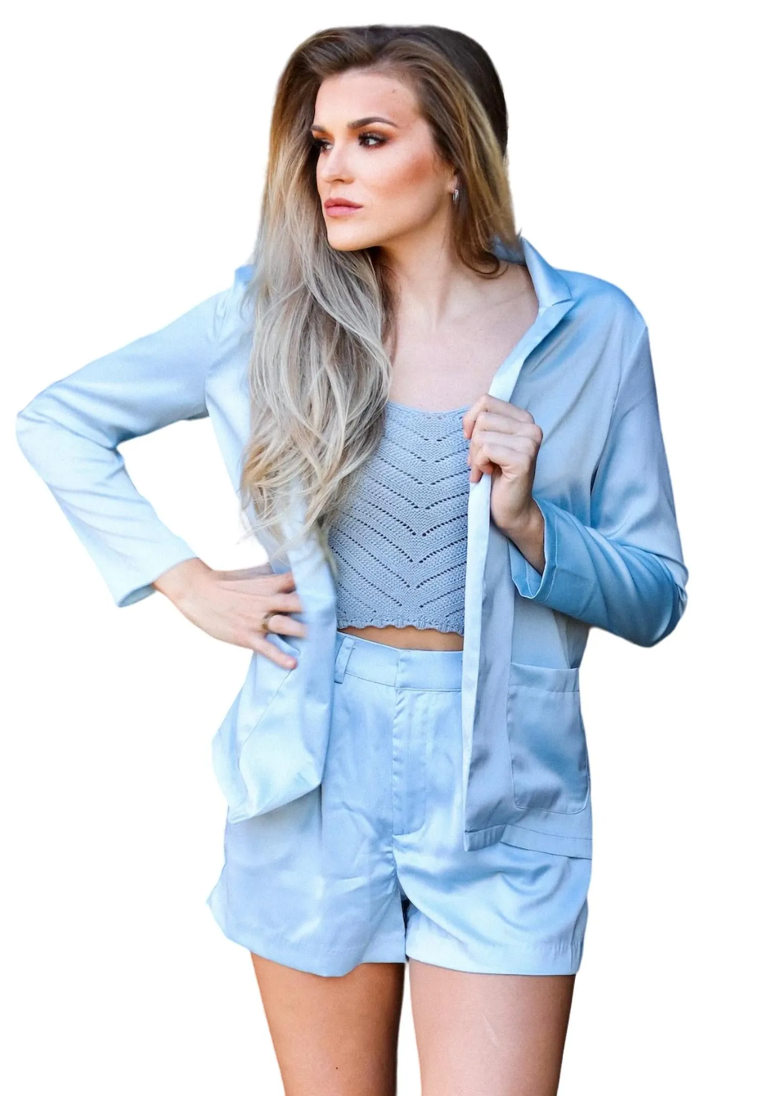 All Of The Lights Shorts In Baby Blue