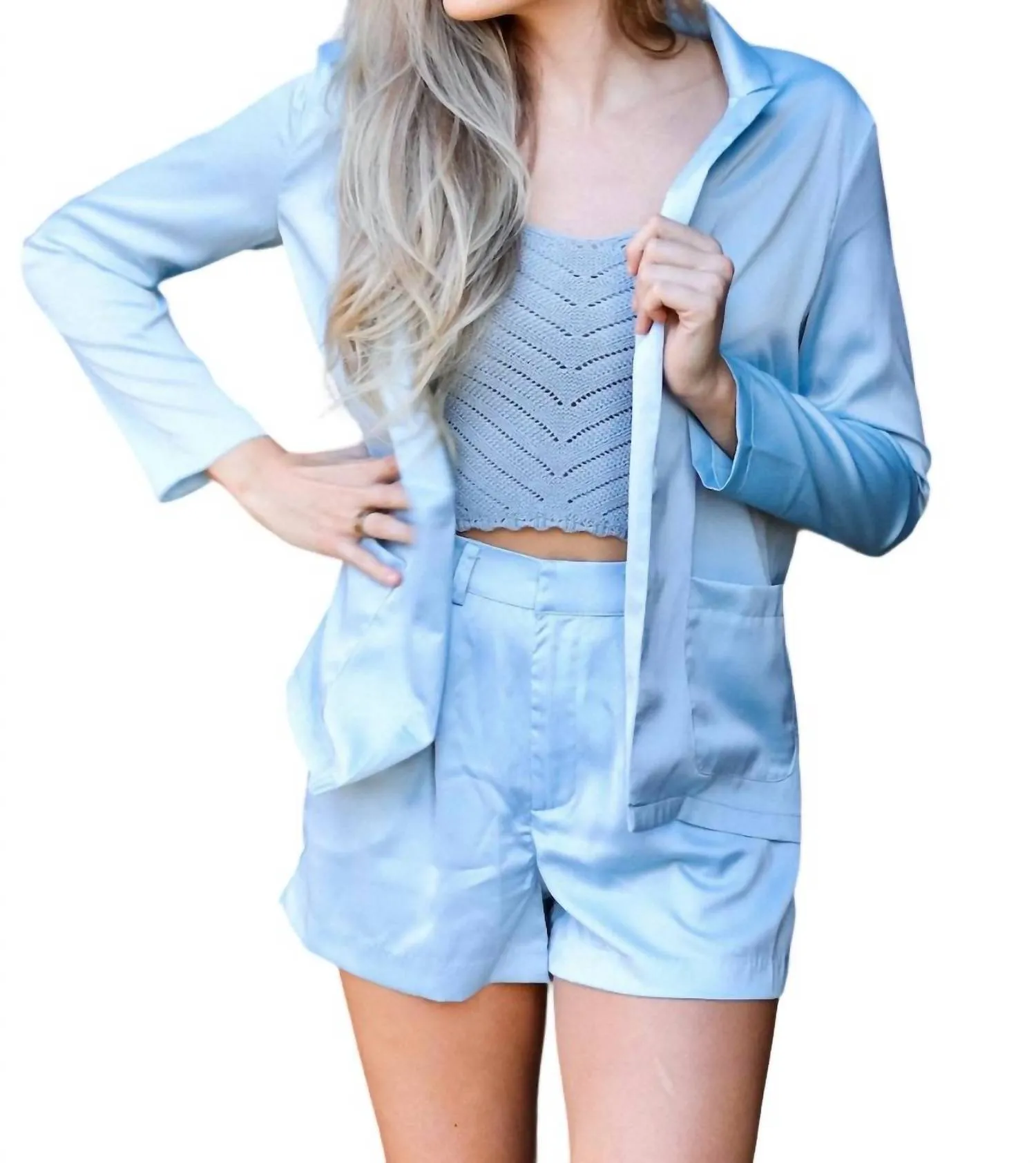 All Of The Lights Shorts In Baby Blue