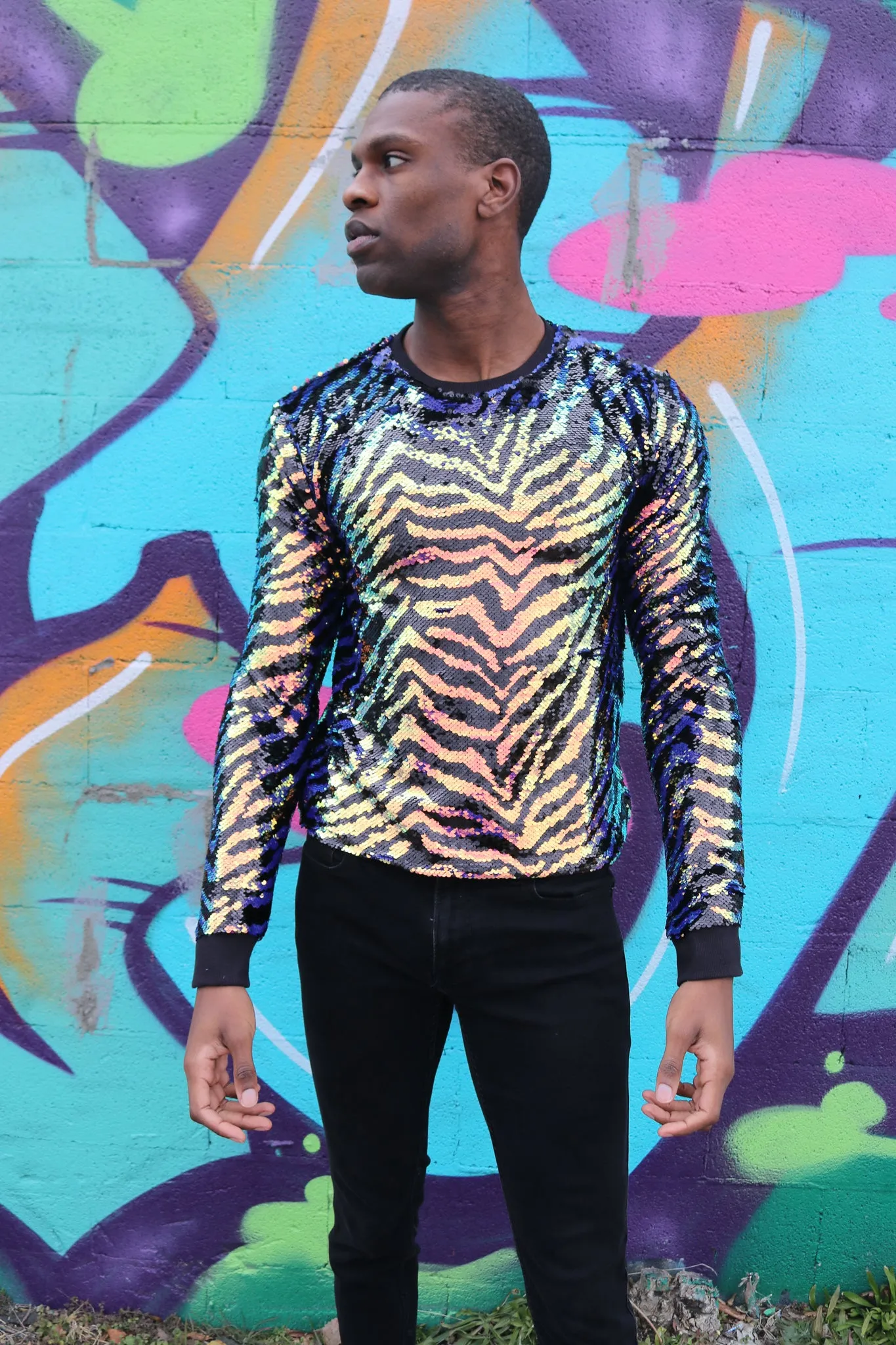 Any Old Iron Mens Zebra Sweatshirt