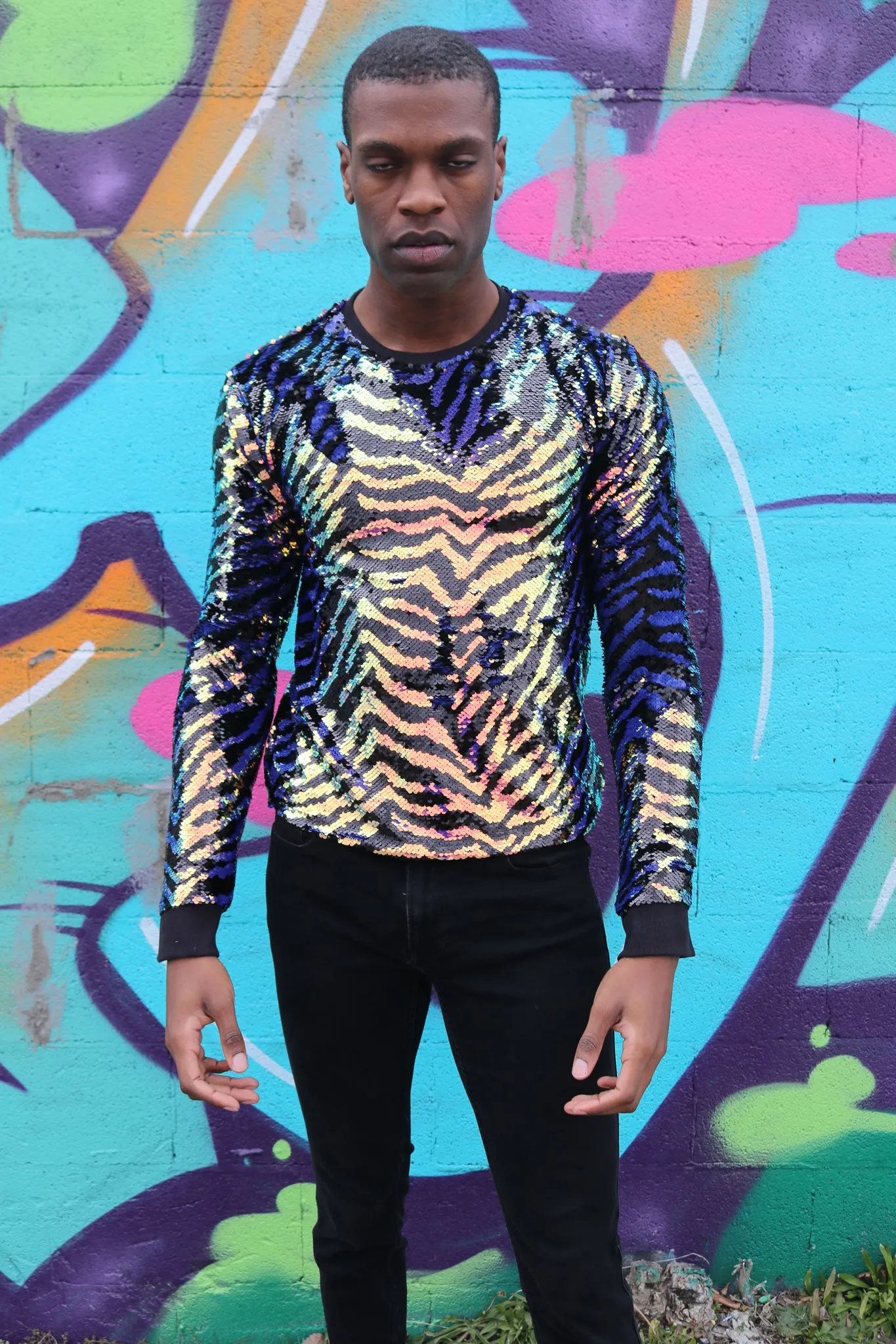 Any Old Iron Mens Zebra Sweatshirt