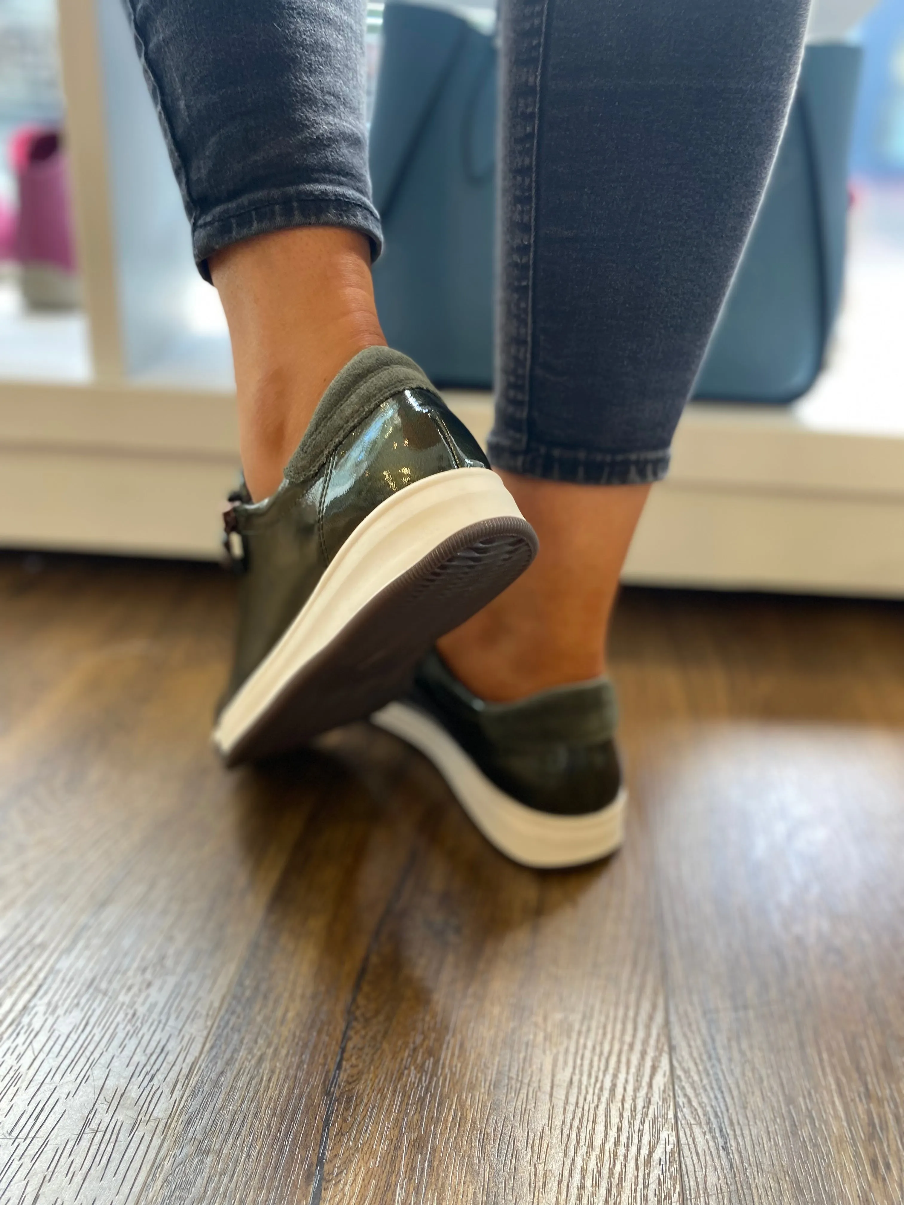 Ara Rom Patent Green Trainer