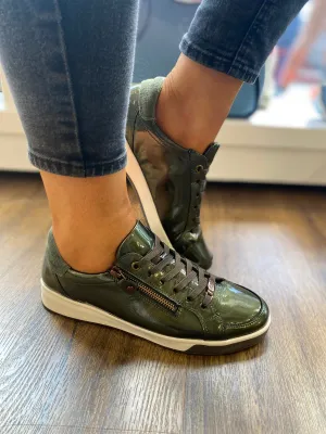 Ara Rom Patent Green Trainer