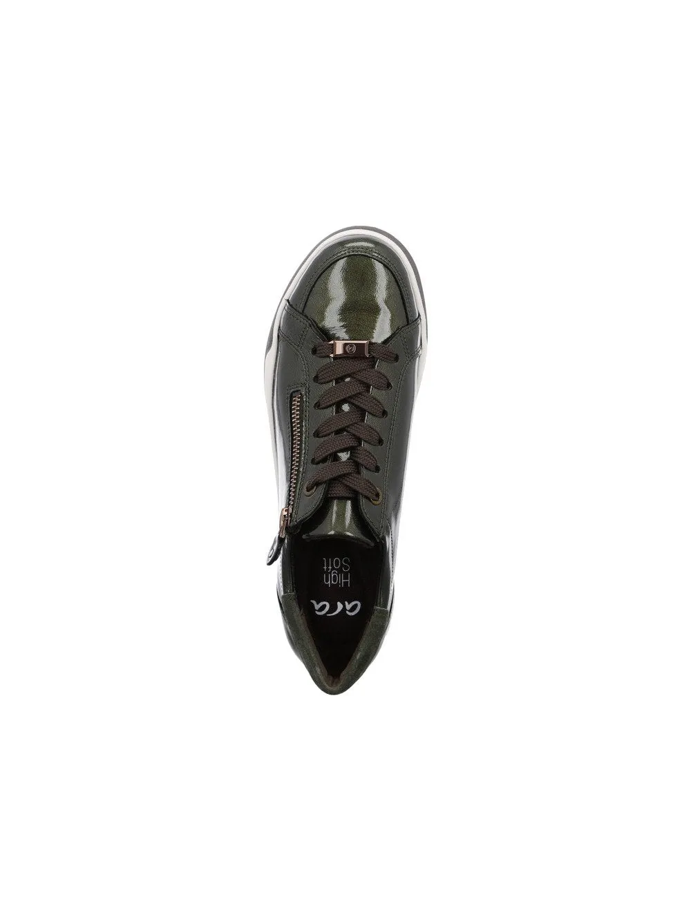 Ara Rom Patent Green Trainer