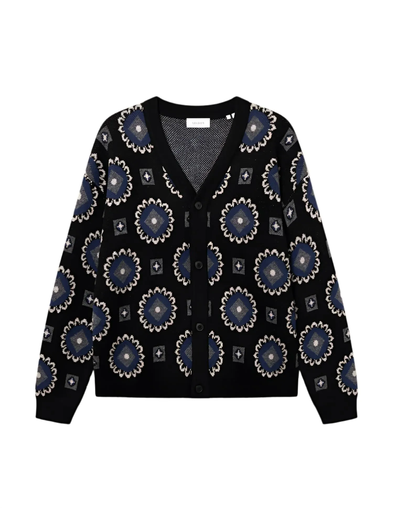 Aro Paisley Cardigan In Black/blue Print