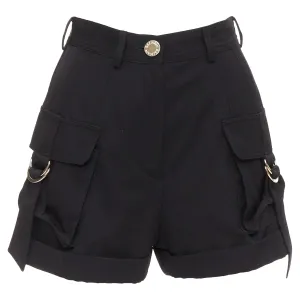 Balmain wool gold logo button pocketed cargo shorts