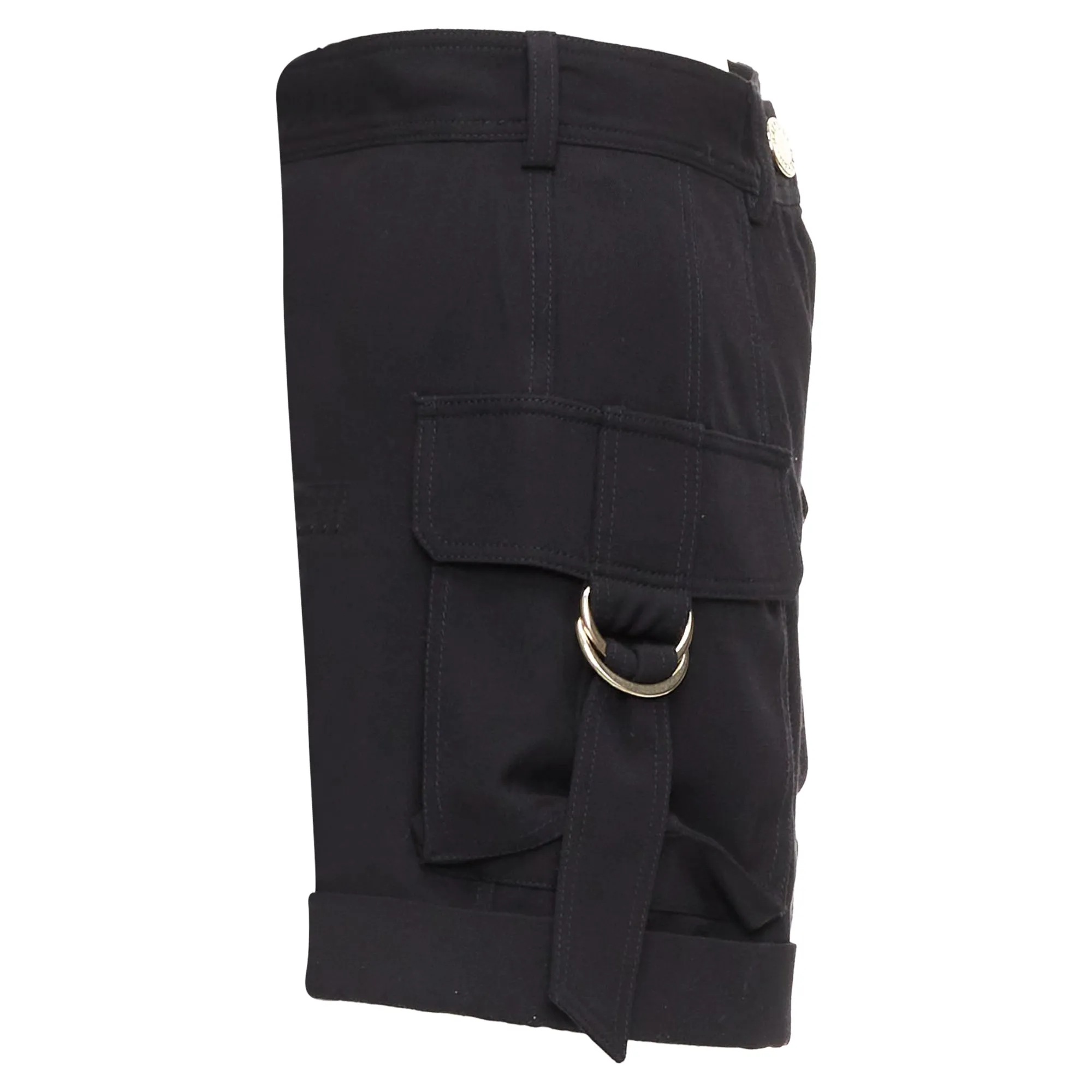 Balmain wool gold logo button pocketed cargo shorts