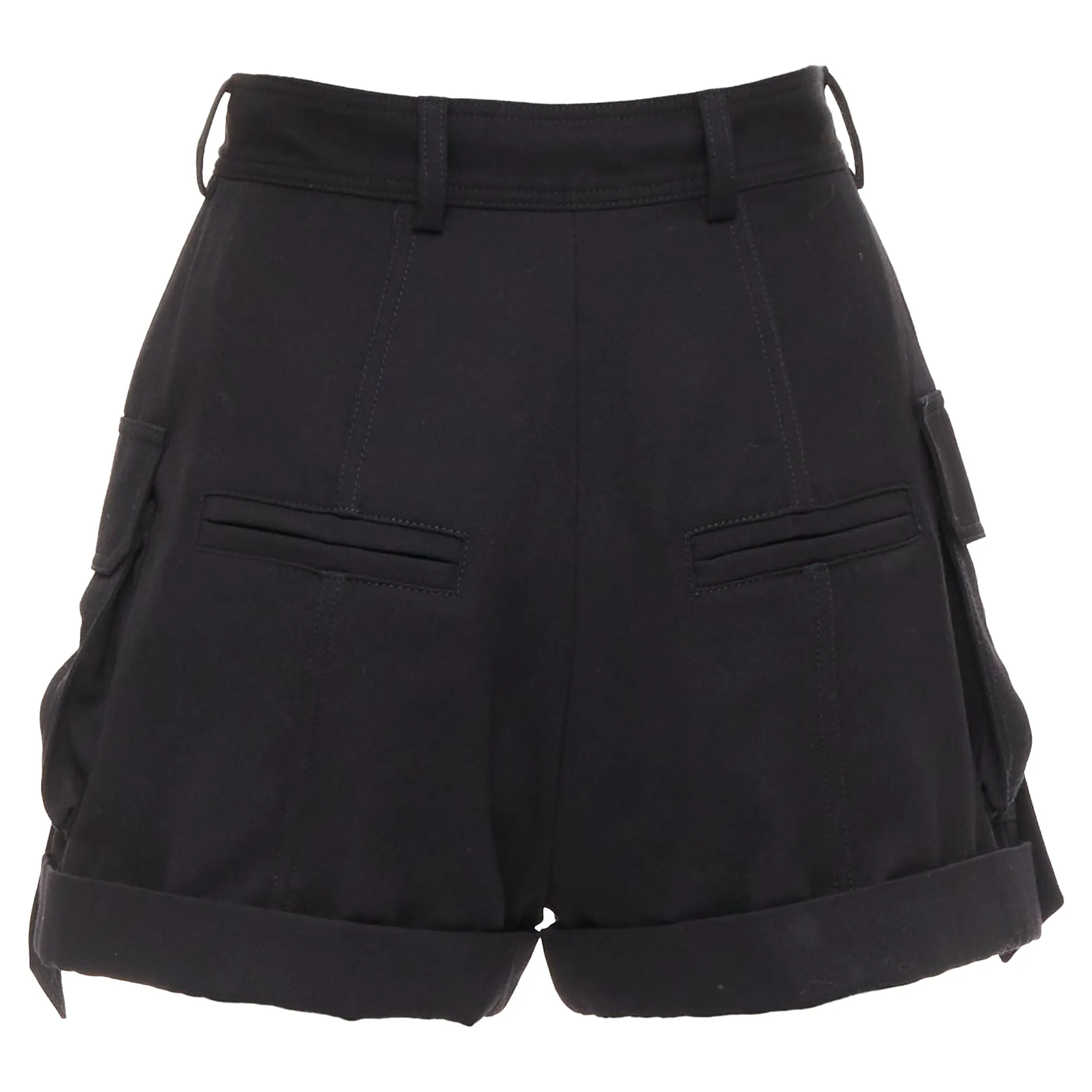 Balmain wool gold logo button pocketed cargo shorts