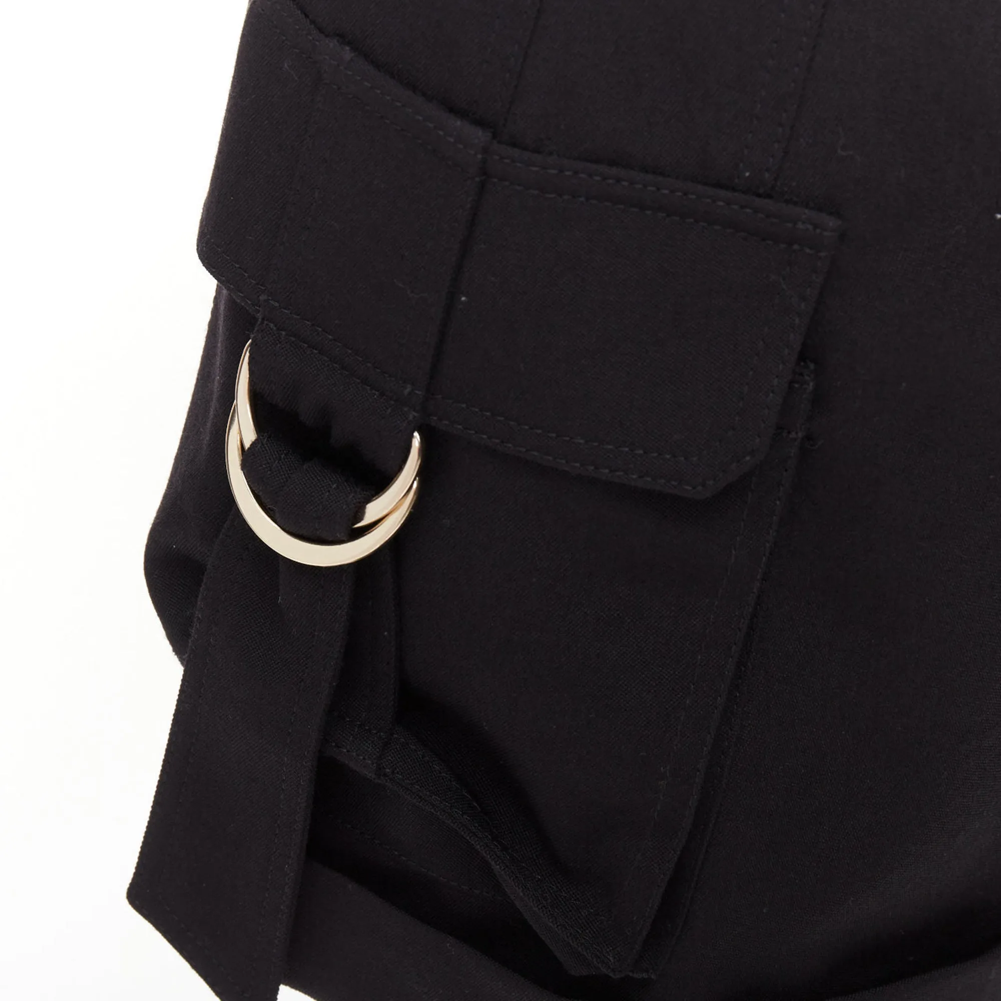 Balmain wool gold logo button pocketed cargo shorts