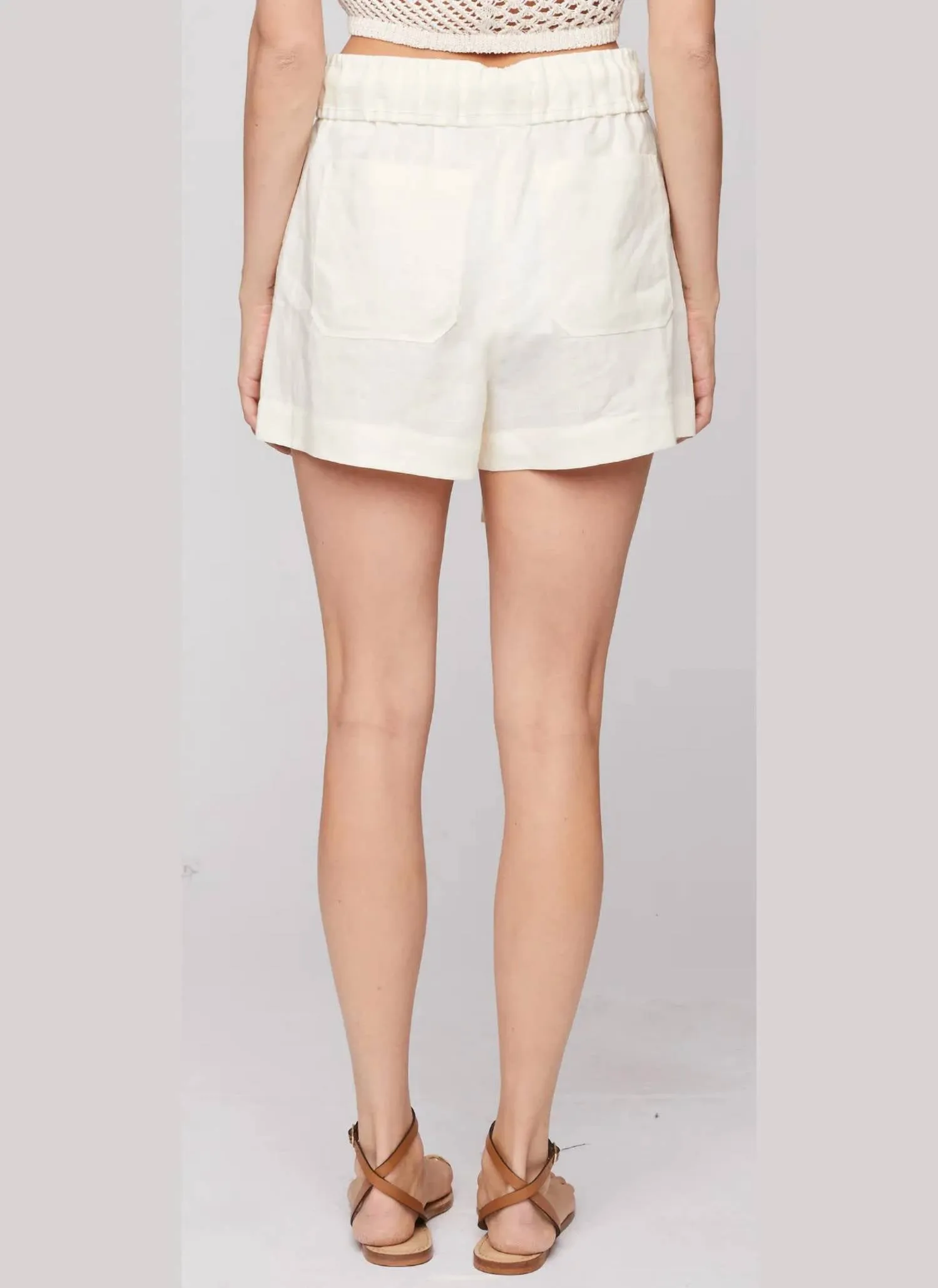 Barrett Tie Waist Linen Shorts In Natural