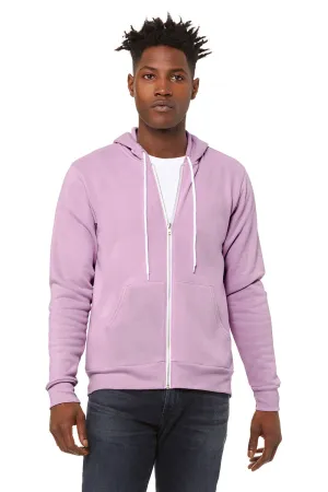 Bella   Canvas Mens Fleece Full Zip Hooded Sweatshirt Hoodie w/ Pockets - Lilac