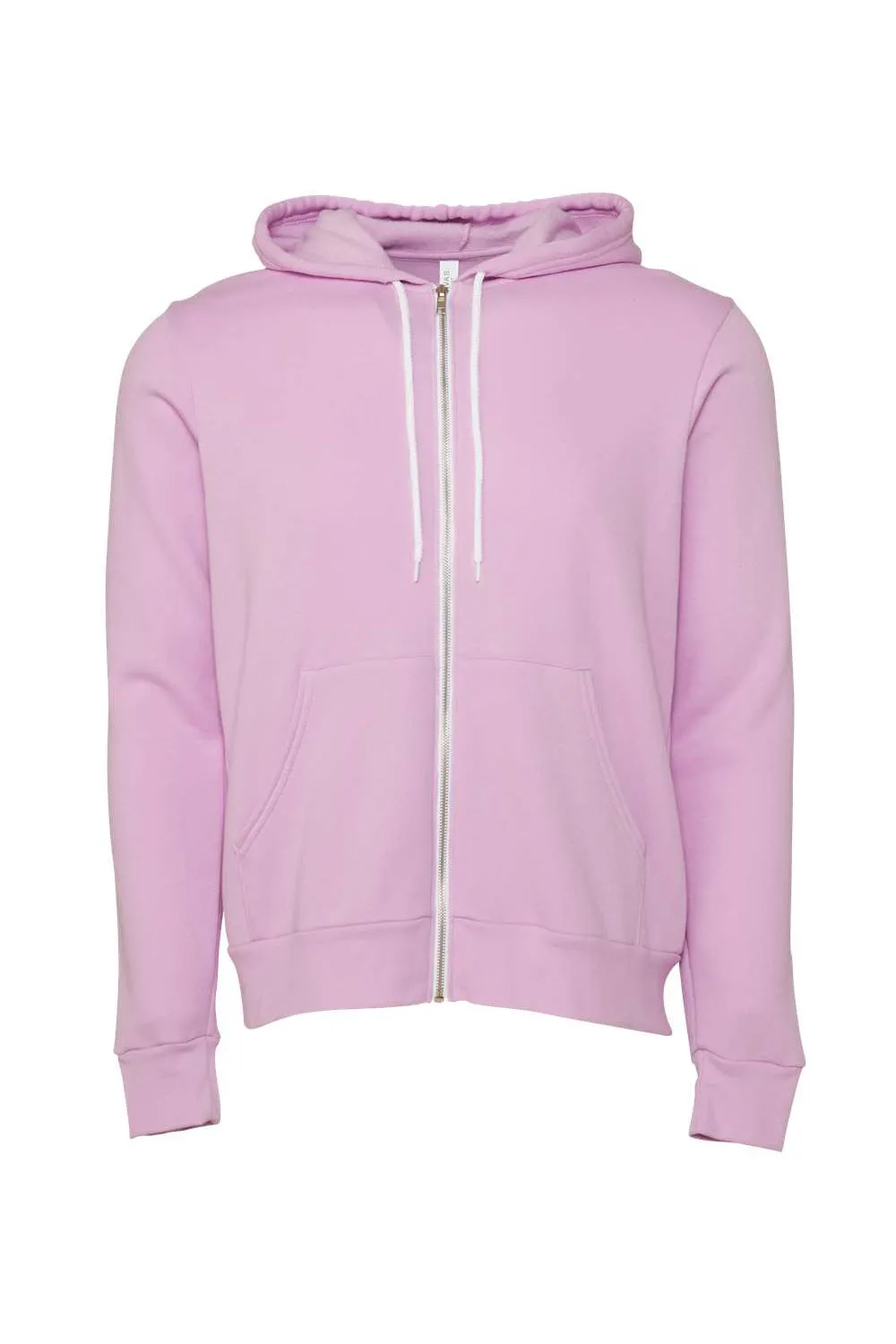 Bella   Canvas Mens Fleece Full Zip Hooded Sweatshirt Hoodie w/ Pockets - Lilac