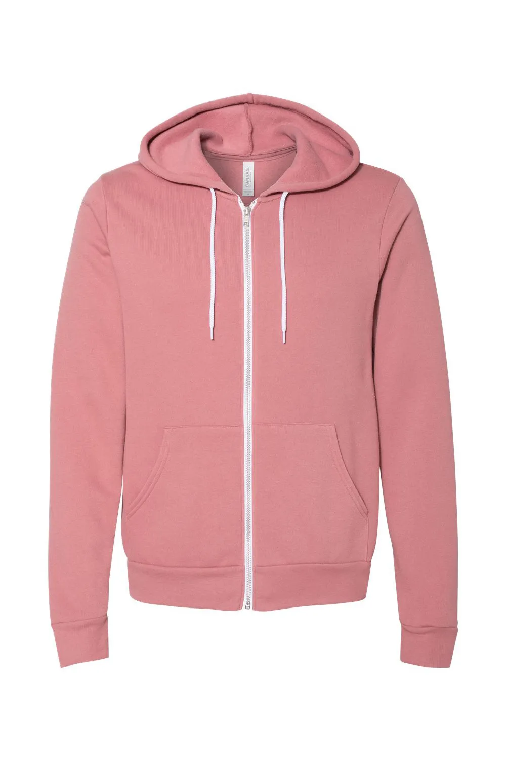 Bella   Canvas Mens Fleece Full Zip Hooded Sweatshirt Hoodie w/ Pockets - Mauve