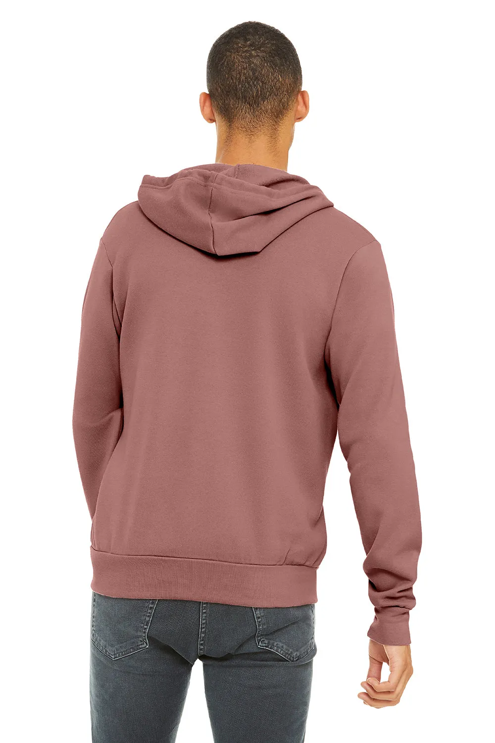 Bella   Canvas Mens Fleece Full Zip Hooded Sweatshirt Hoodie w/ Pockets - Mauve
