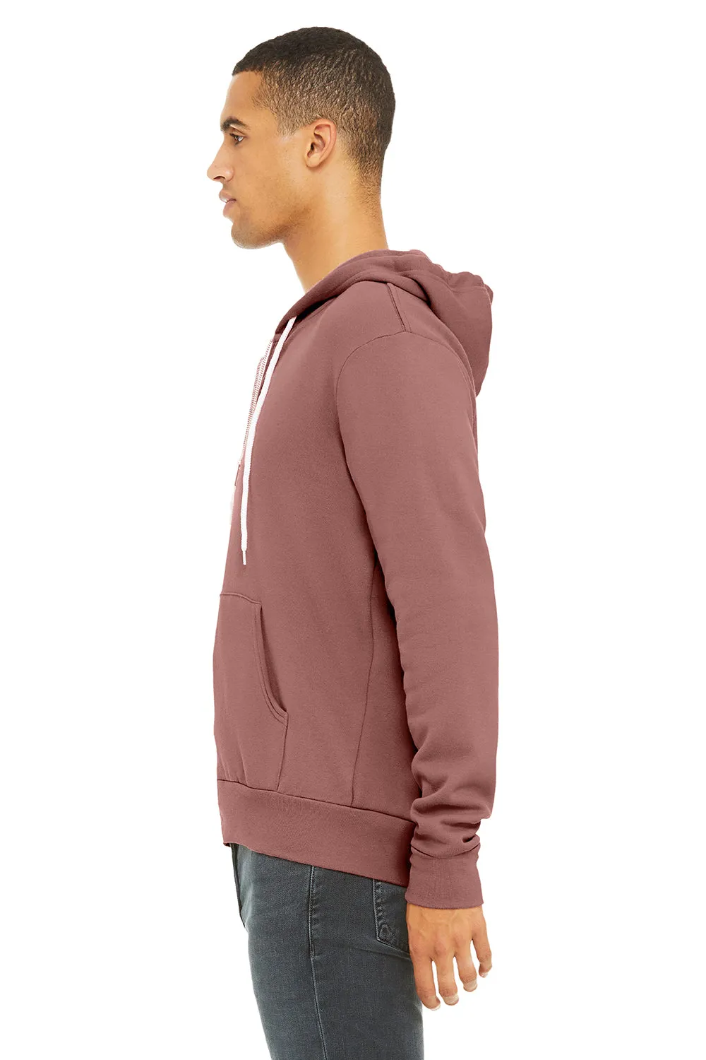 Bella   Canvas Mens Fleece Full Zip Hooded Sweatshirt Hoodie w/ Pockets - Mauve