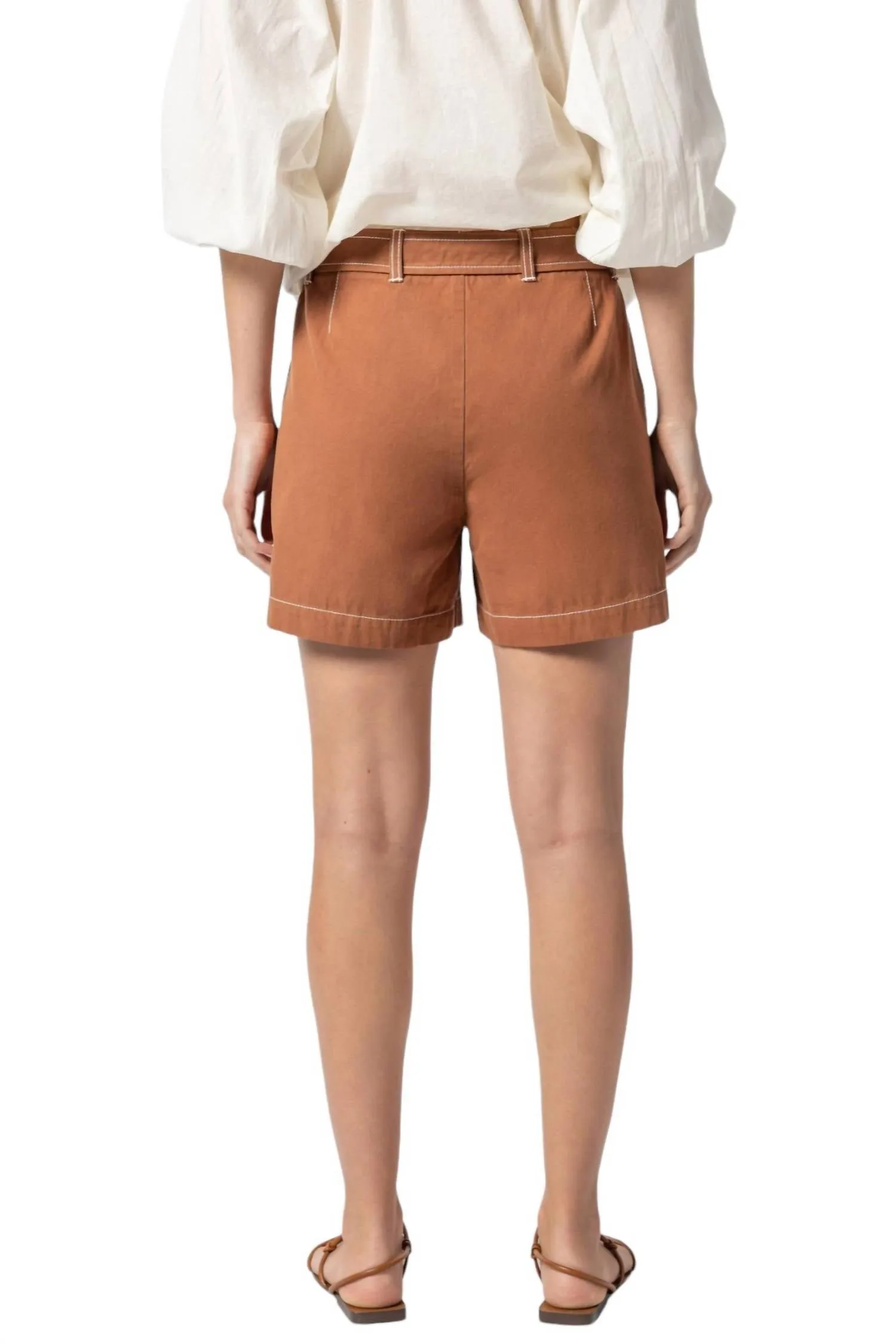 Belted Canvas Short In Bronze