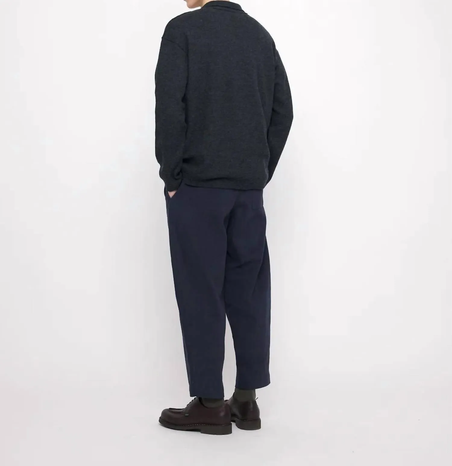 Boiled Wool Pocket Pullover Top In Gray