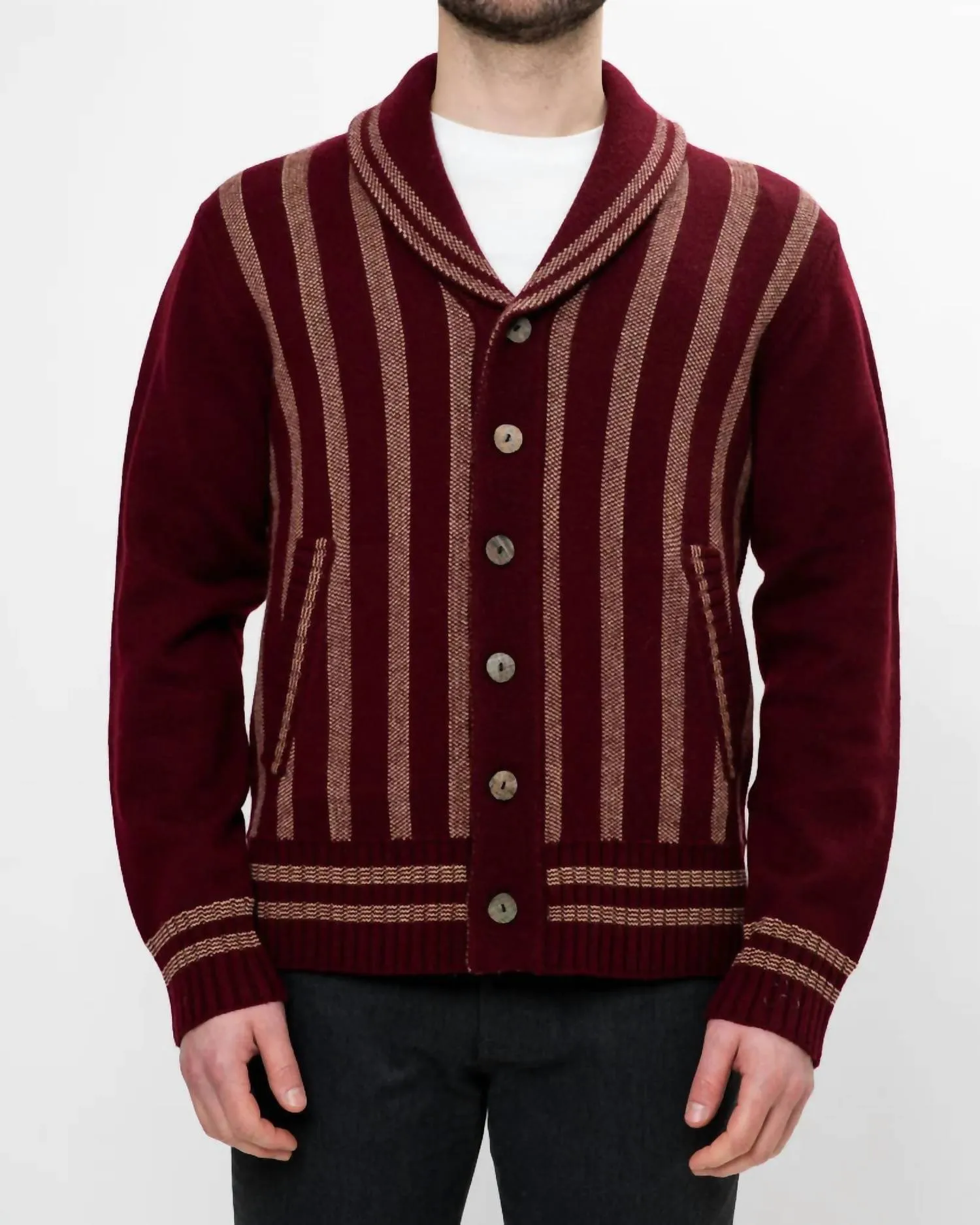 Bonney Cardigan In Burgundy/cream