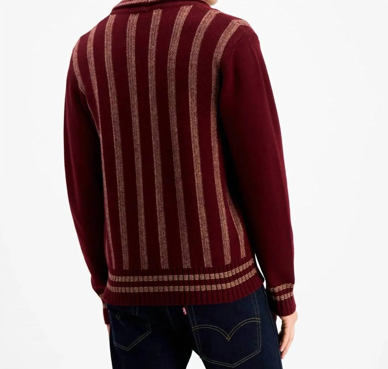 Bonney Cardigan In Burgundy/cream