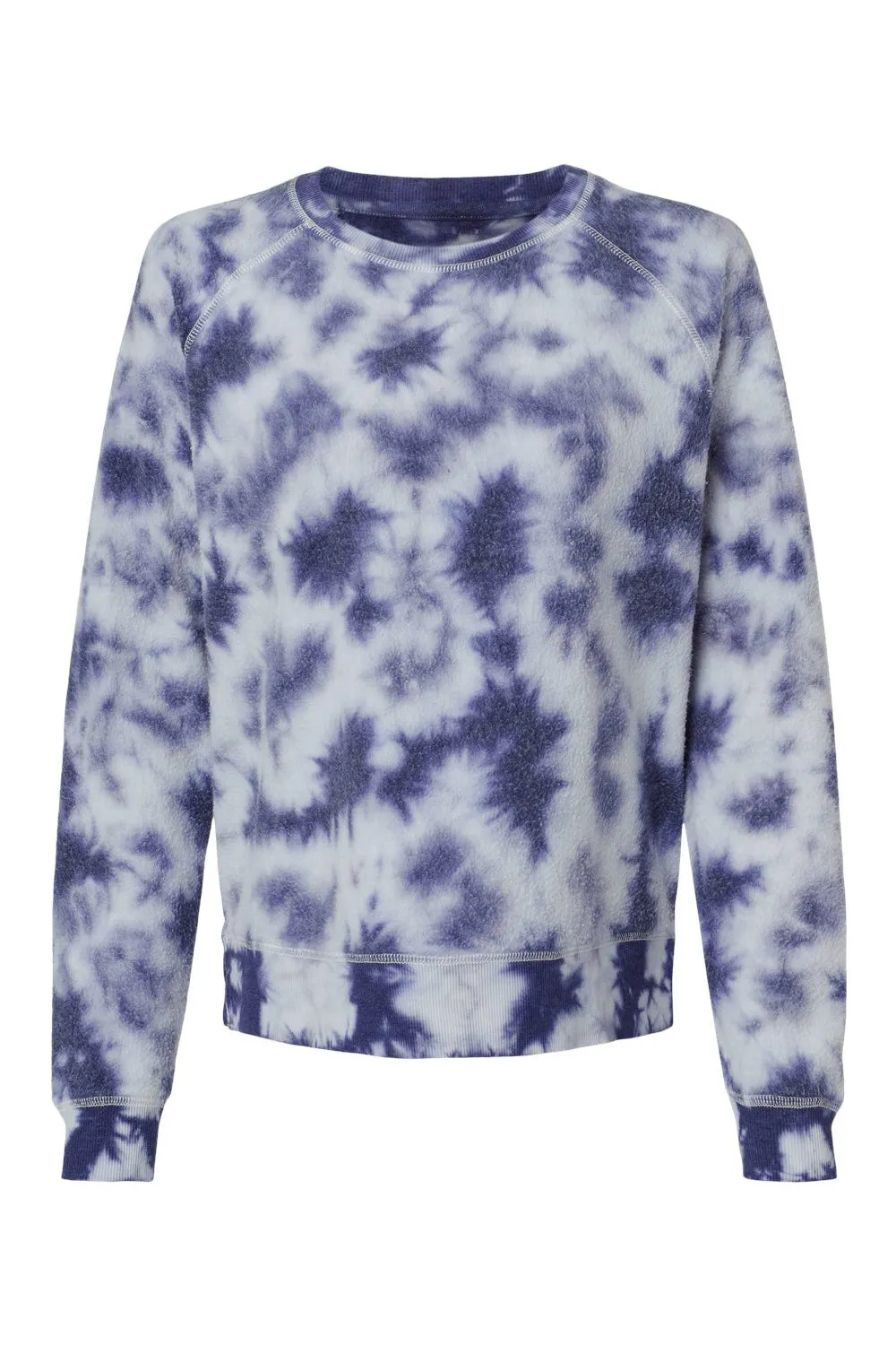 Boxercraft Womens Fleece Out Crewneck Sweatshirt - Navy Blue Tie-Dye - Closeout
