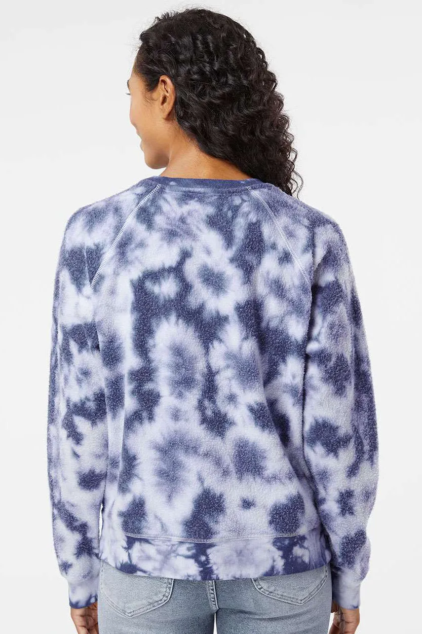 Boxercraft Womens Fleece Out Crewneck Sweatshirt - Navy Blue Tie-Dye - Closeout