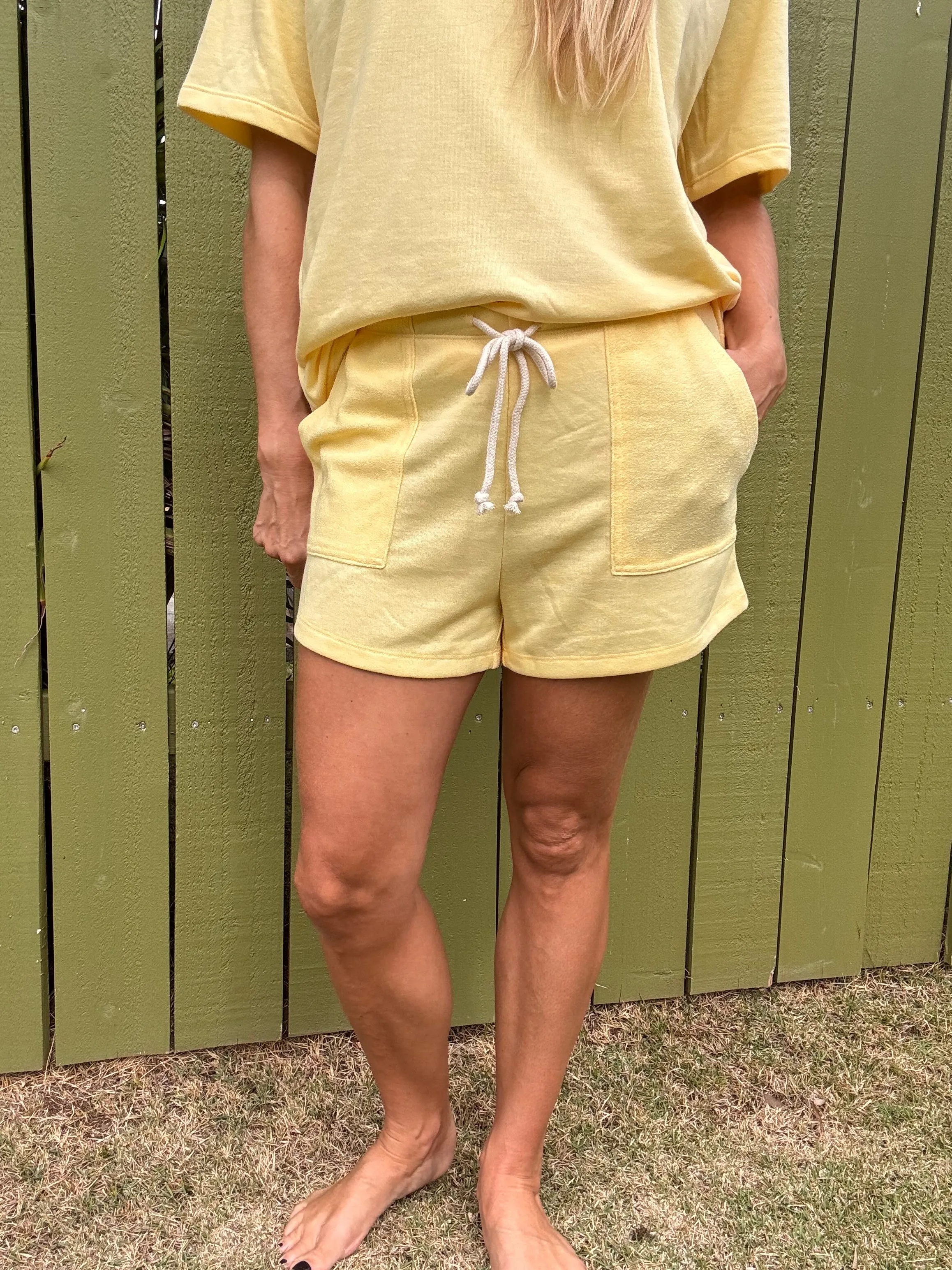 Bright Day Drawstring Shorts - Creamy Yellow
