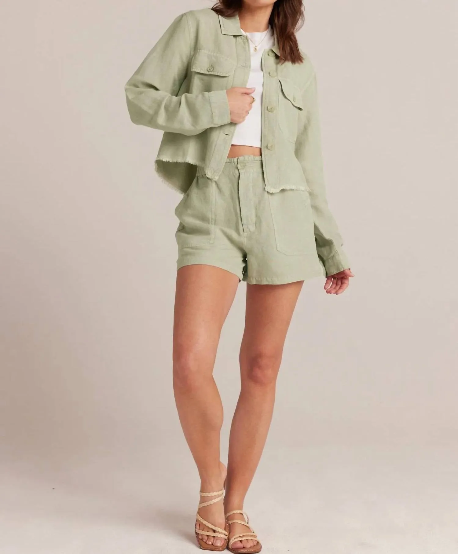 Callie Ruffle Short In Muted Army