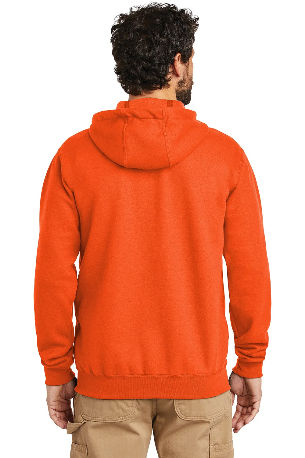 Carhartt Mens Full Zip Hooded Sweatshirt Hoodie w/ Pockets - Brite Orange