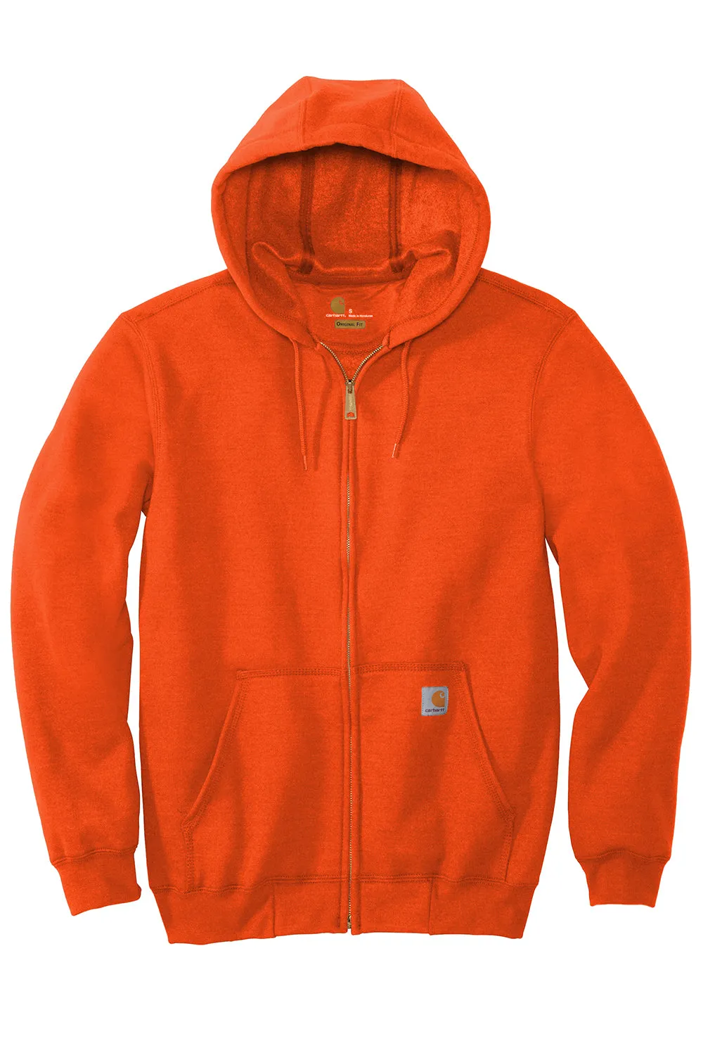 Carhartt Mens Full Zip Hooded Sweatshirt Hoodie w/ Pockets - Brite Orange