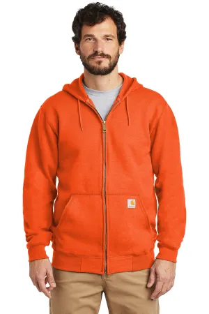 Carhartt Mens Full Zip Hooded Sweatshirt Hoodie w/ Pockets - Brite Orange