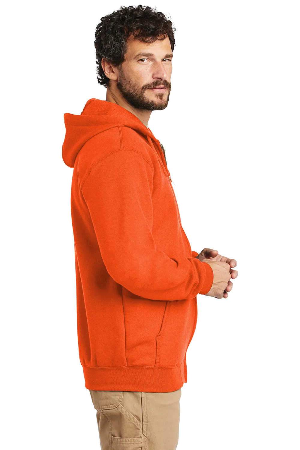 Carhartt Mens Full Zip Hooded Sweatshirt Hoodie w/ Pockets - Brite Orange