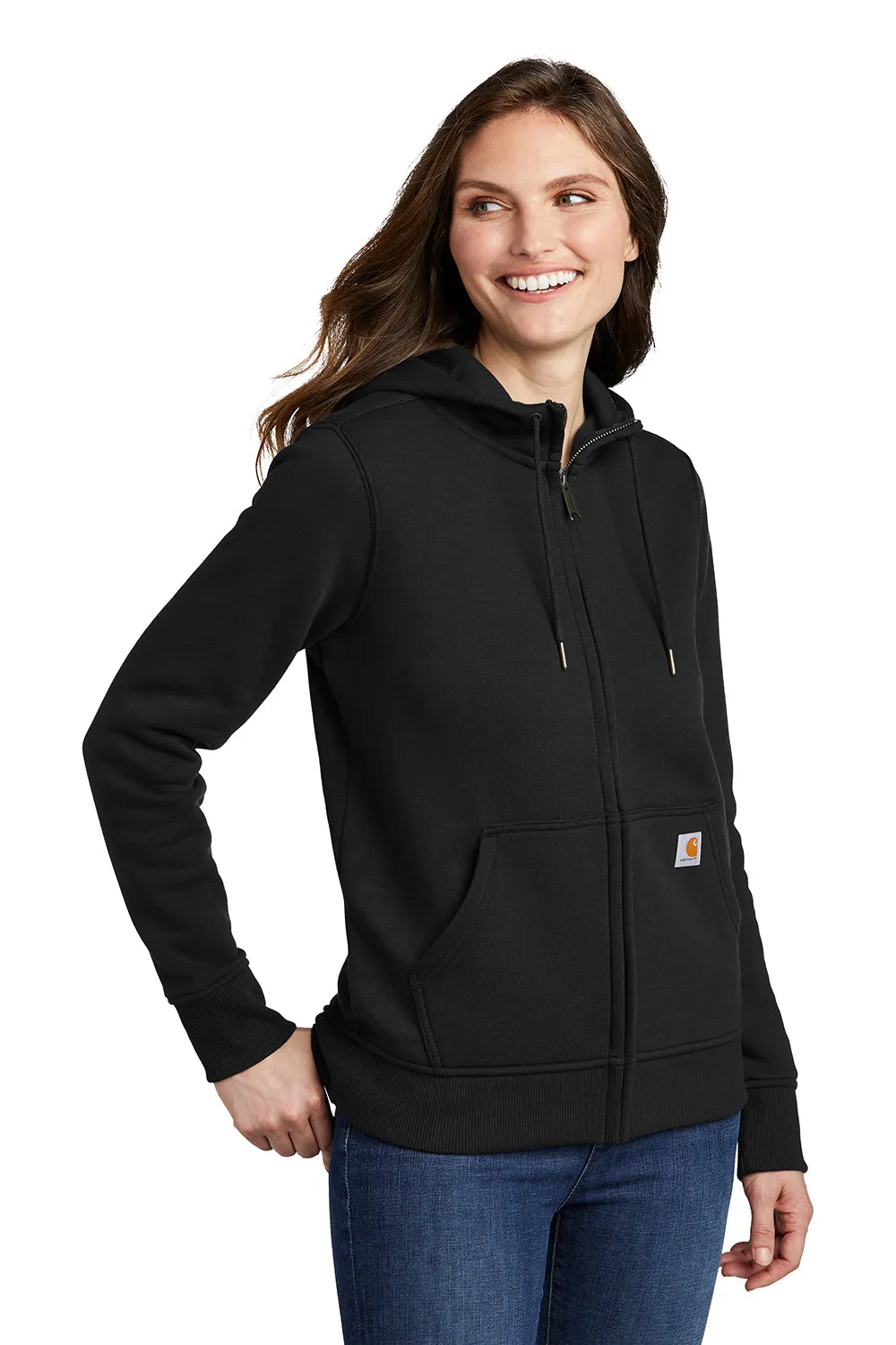 Carhartt Womens Clarksburg Full Zip Hooded Sweatshirt Hoodie w/ Pockets - Black