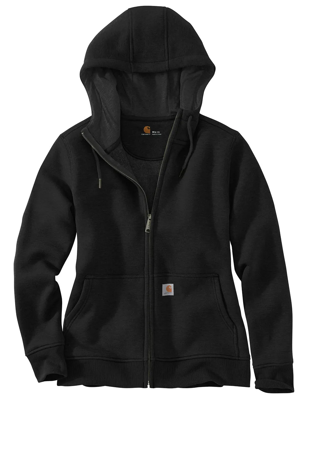 Carhartt Womens Clarksburg Full Zip Hooded Sweatshirt Hoodie w/ Pockets - Black