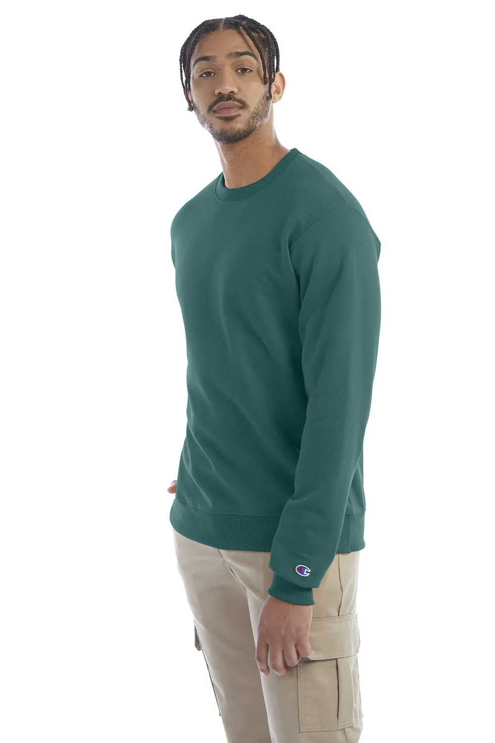 Champion Mens Double Dry Eco Moisture Wicking Fleece Crewneck Sweatshirt - Emerald Green