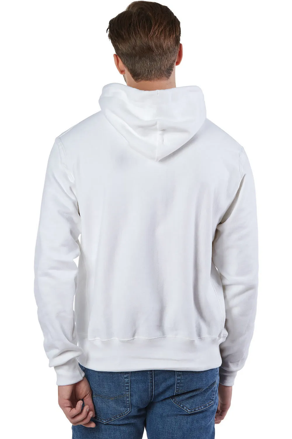 Champion Mens Shrink Resistant Hooded Sweatshirt Hoodie w/ Pouch Pocket - White