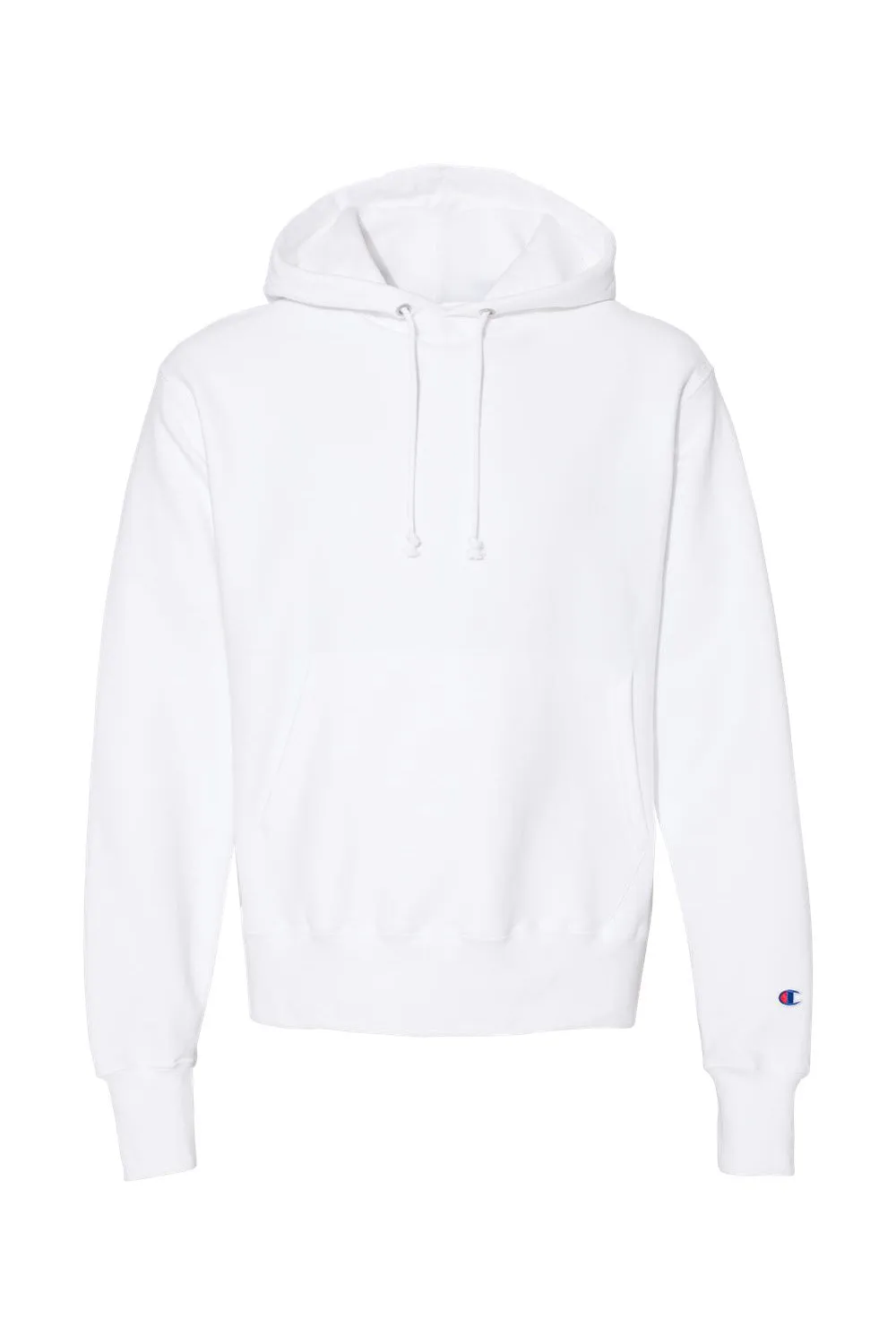 Champion Mens Shrink Resistant Hooded Sweatshirt Hoodie w/ Pouch Pocket - White