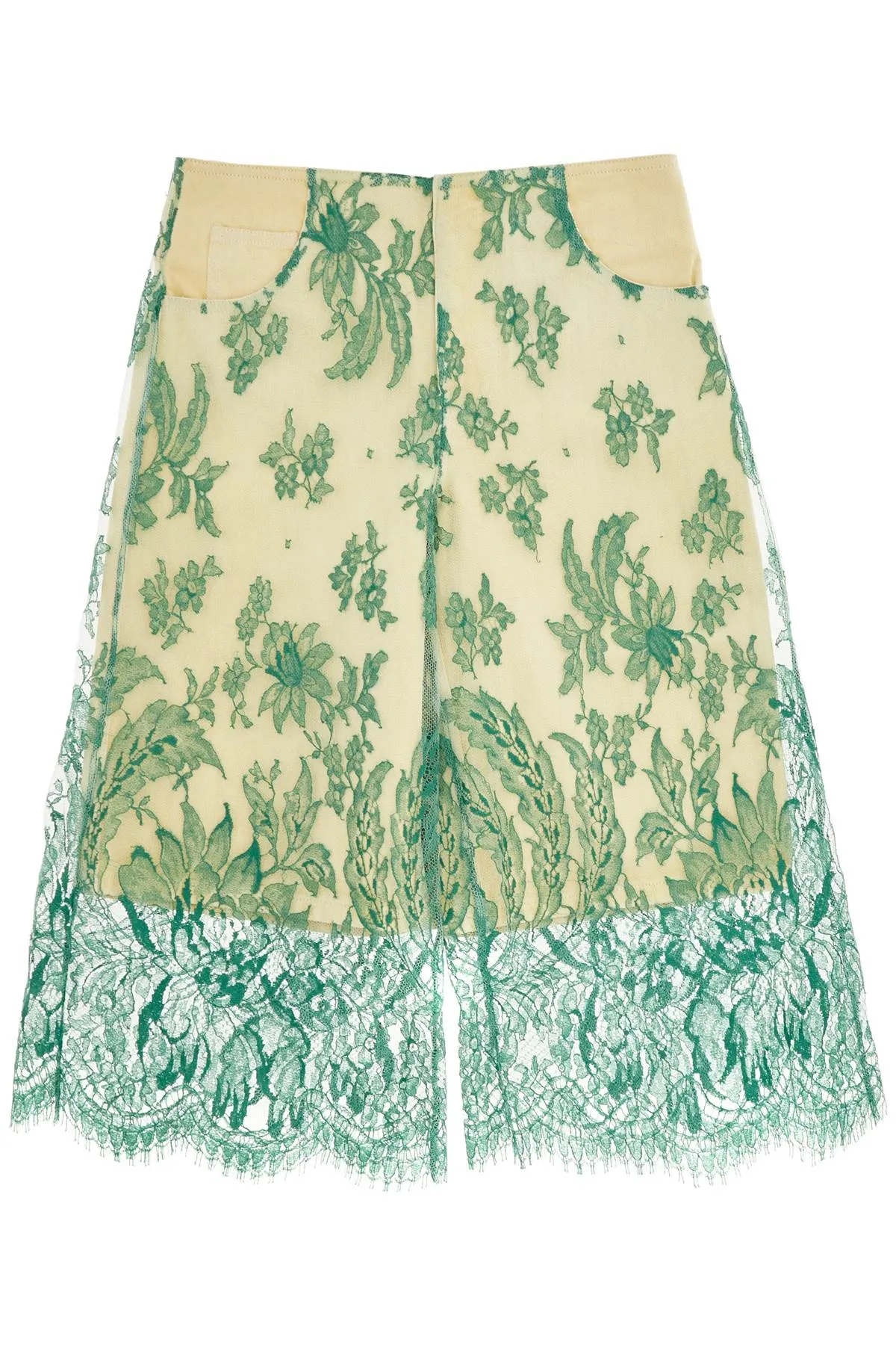 Christopher Esber Women's Mint  Lace Shorts With Floral Embroidery