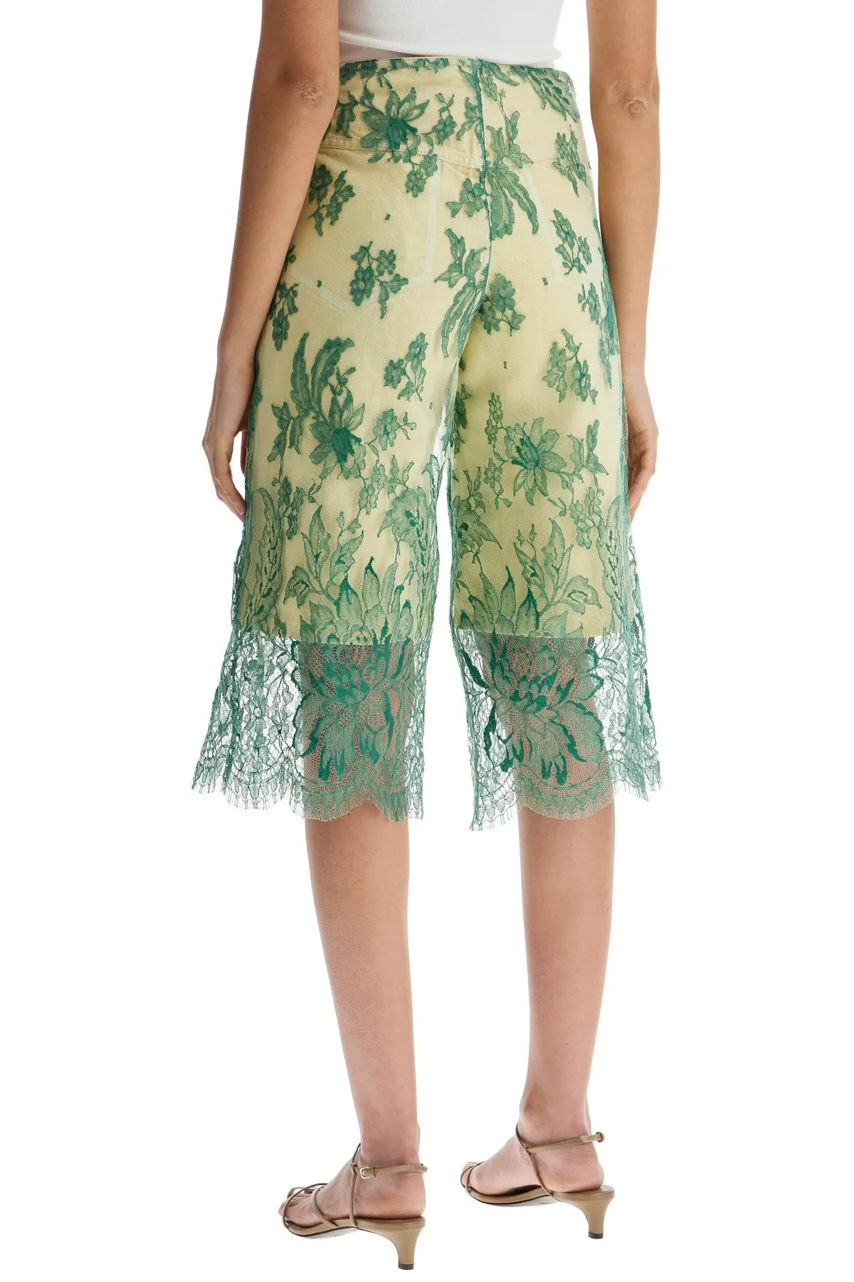 Christopher Esber Women's Mint  Lace Shorts With Floral Embroidery