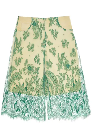 Christopher Esber Women's Mint  Lace Shorts With Floral Embroidery