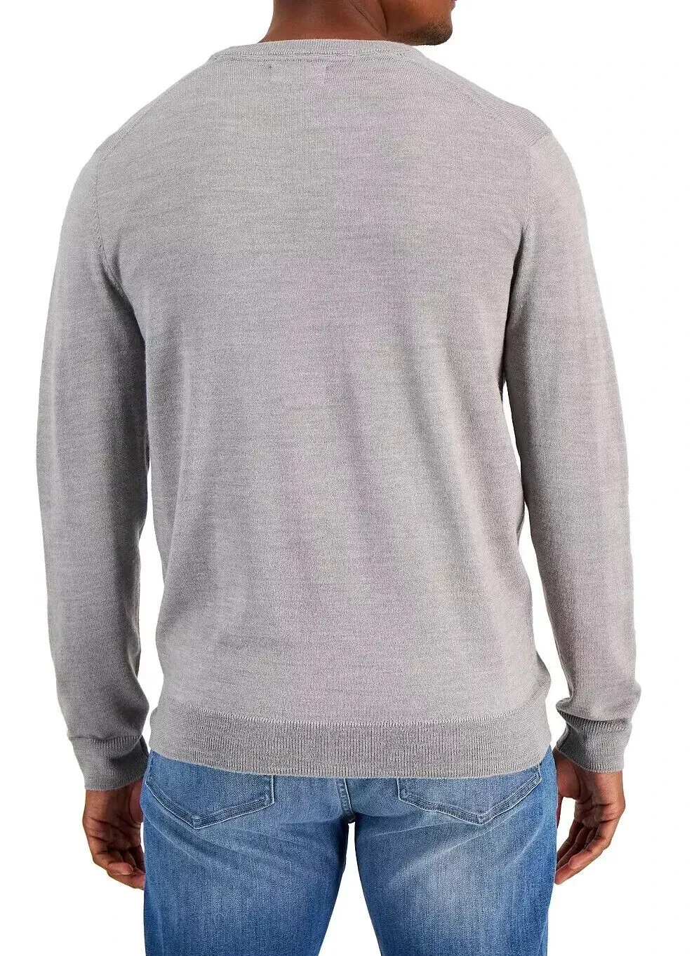 Club Room Sweater Men's 2XL Gray Solid Merino Wool V-Neck Pullover APP1359