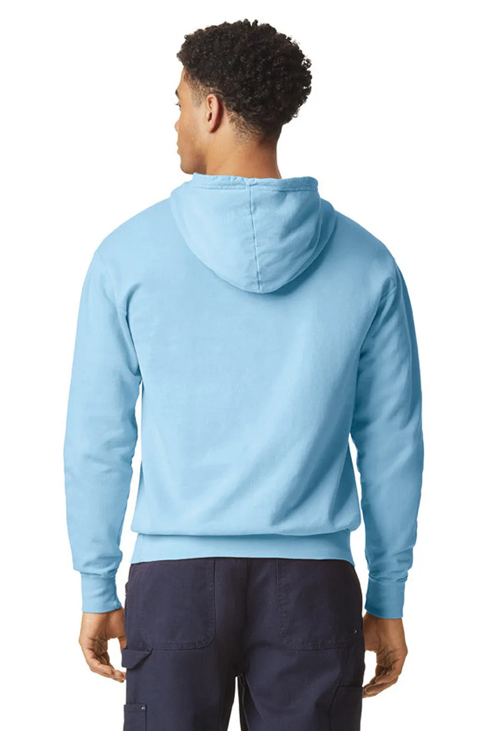 Comfort Colors Mens Garment Dyed Fleece Hooded Sweatshirt Hoodie - Hydrangea Blue