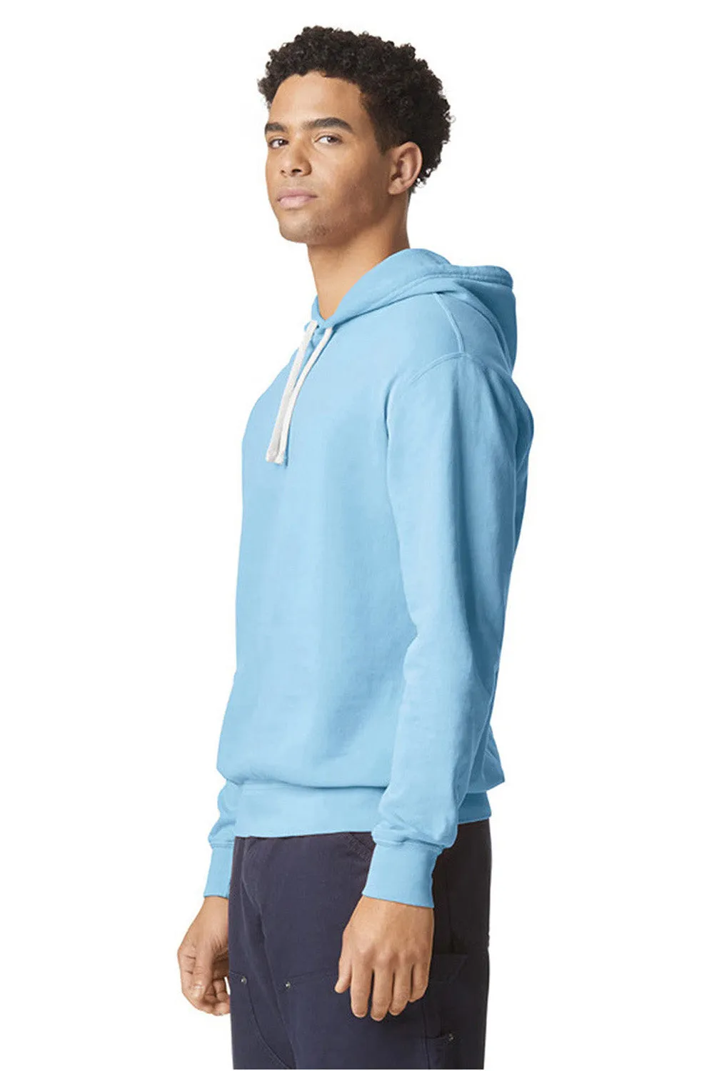 Comfort Colors Mens Garment Dyed Fleece Hooded Sweatshirt Hoodie - Hydrangea Blue