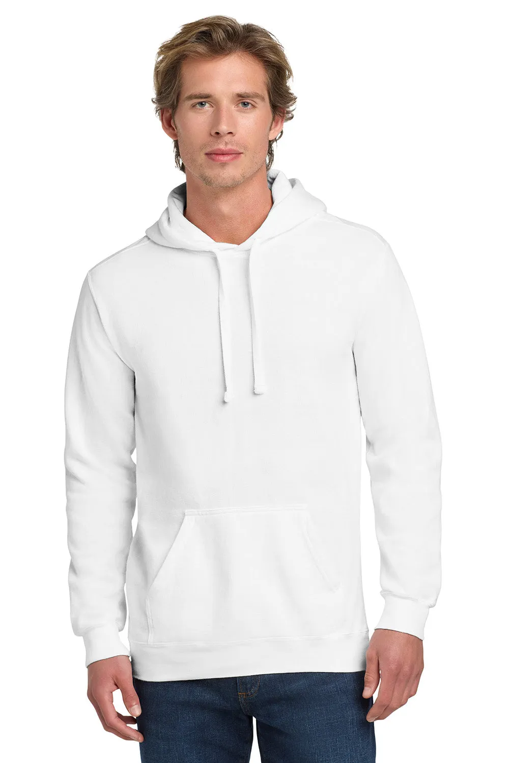Comfort Colors Mens Hooded Sweatshirt Hoodie w/ Pouch Pocket - White