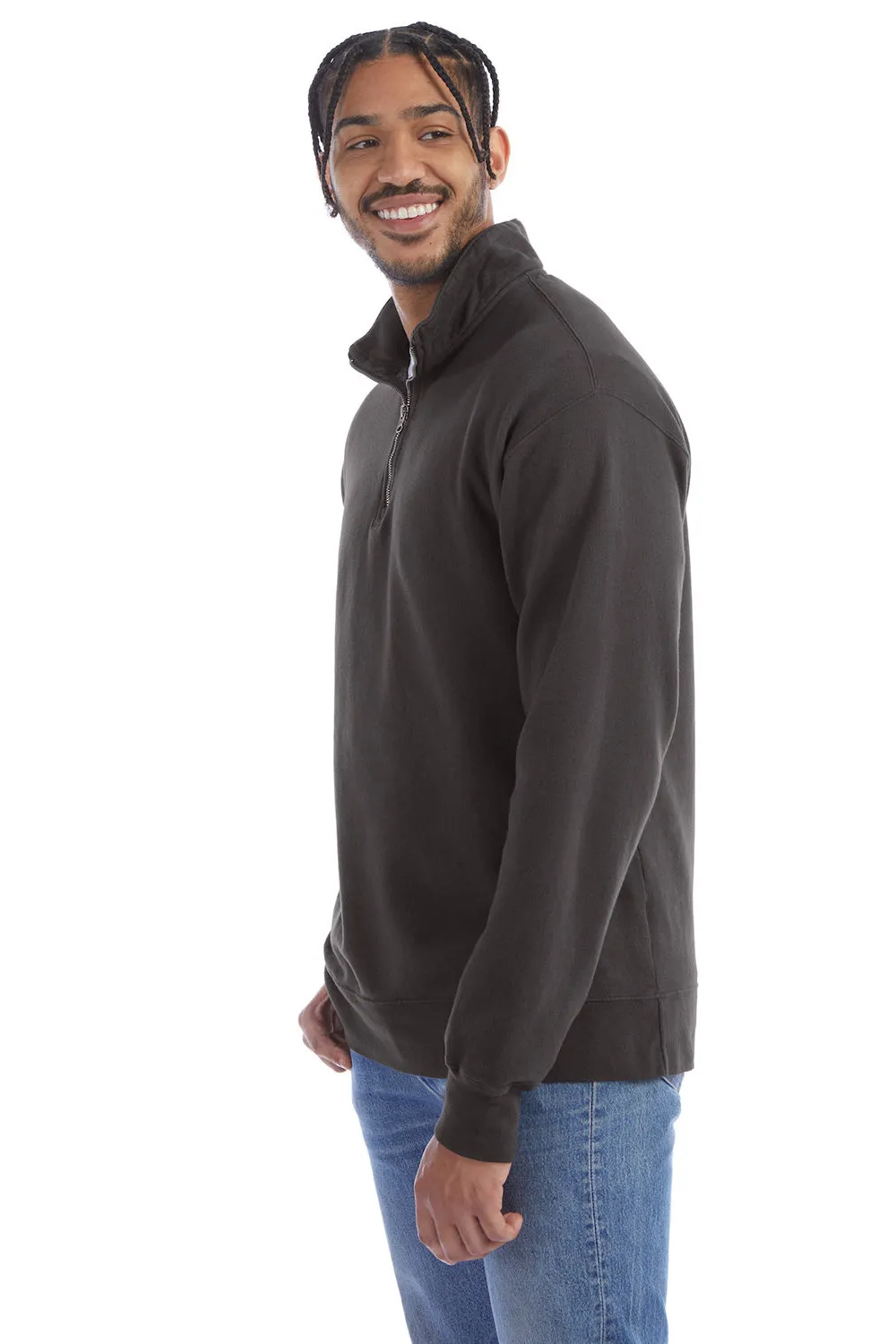 ComfortWash By Hanes Mens 1/4 Zip Sweatshirt - Railroad Grey