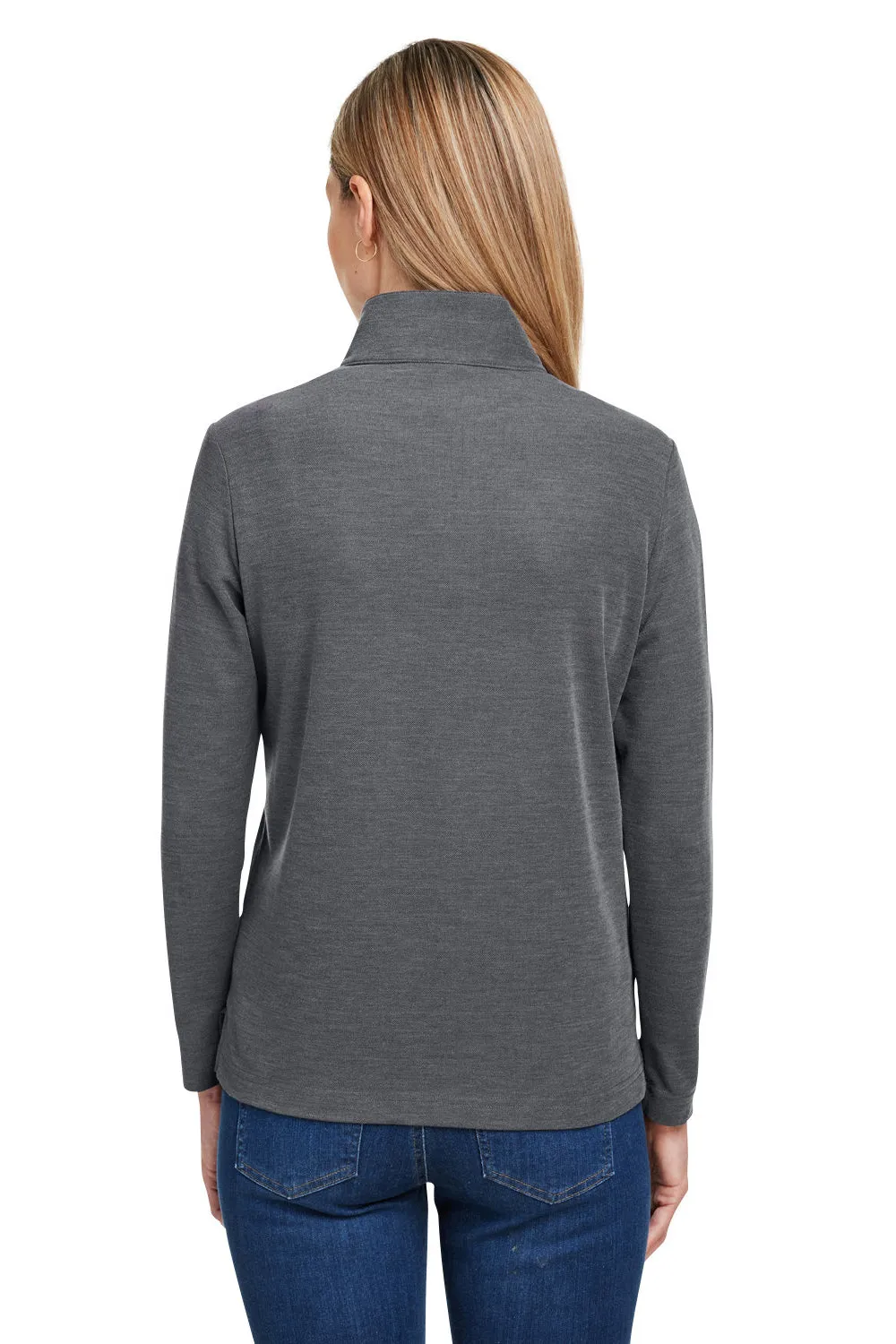 Core 365 Womens Fusion ChromaSoft Performance Moisture Wicking Pique 1/4 Zip Sweatshirt - Heather Carbon Grey
